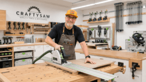mark in woodshop using festool saw