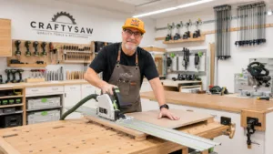 mark in woodshop using festool saw