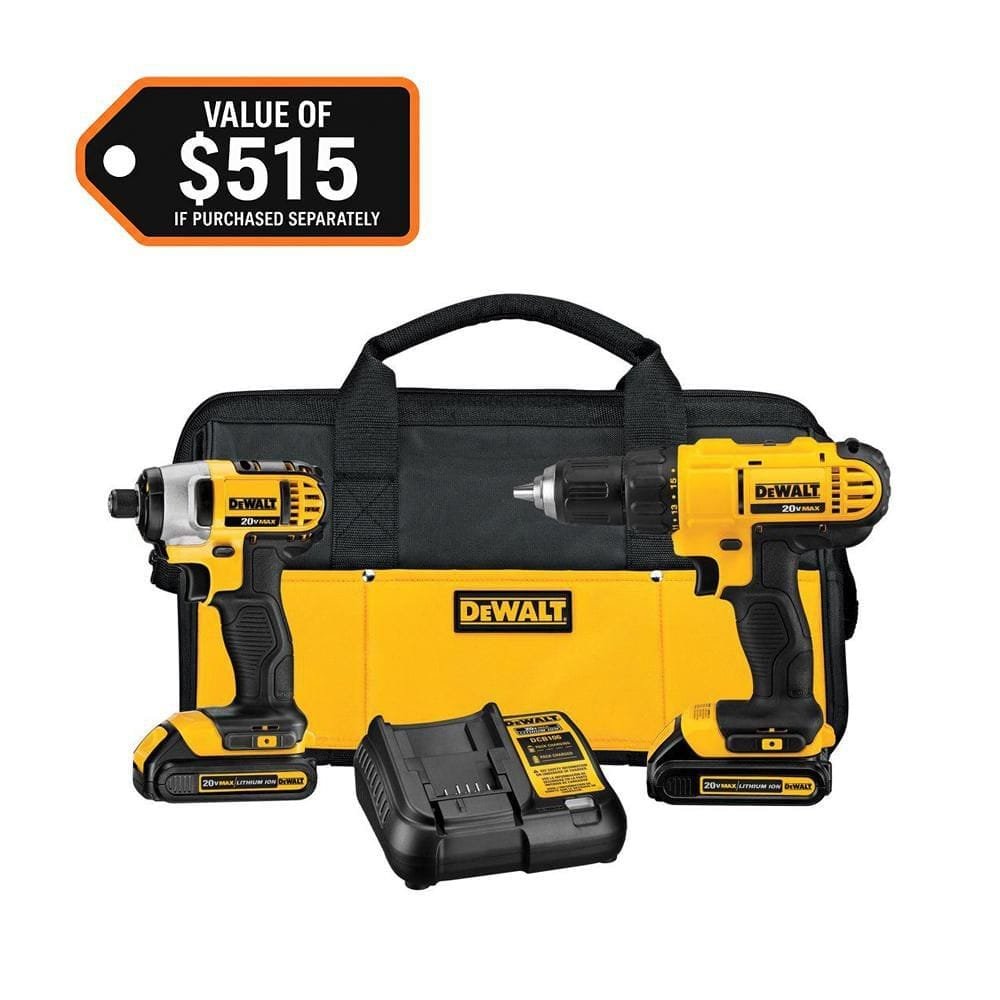 DEWALT DCK240C2 20V MAX Cordless Drill and Impact Driver combo kit with batteries, charger, and bag
