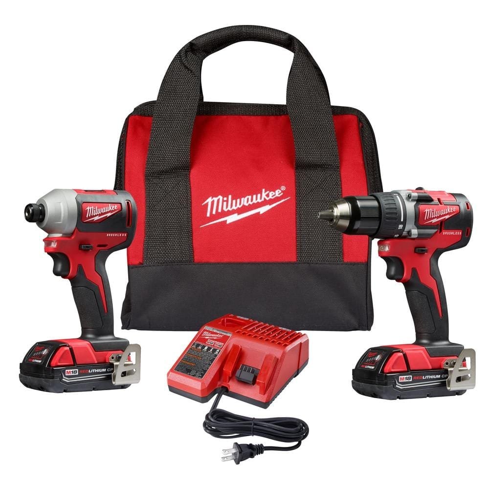Milwaukee 2892-22CT M18 Compact Brushless 2-Tool Combo Kit with drill driver and impact driver