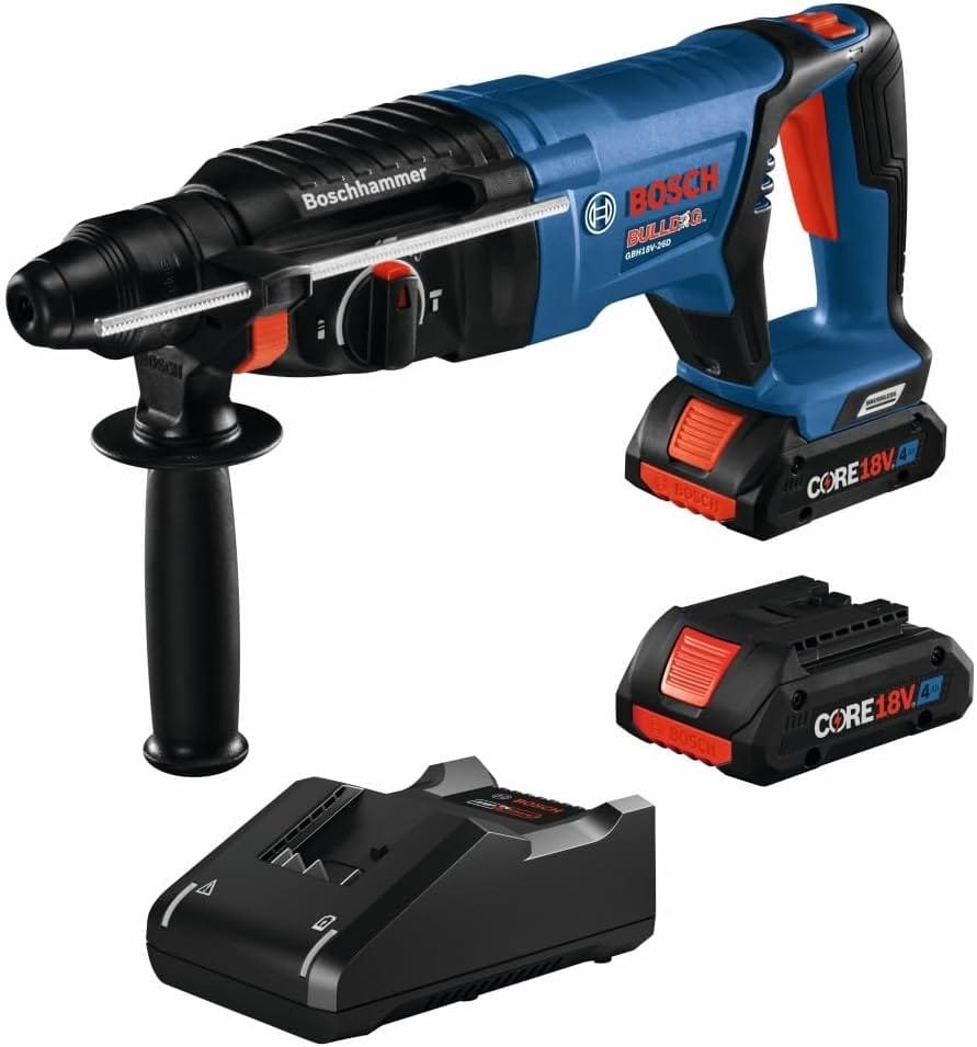 Bosch GBH18V-26DK25 Bulldog cordless rotary hammer kit with batteries and charger